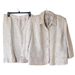 Amanda Smith Flare Skirt Two Piece Suit Set Blazer Jacket Retro Vintage 20W